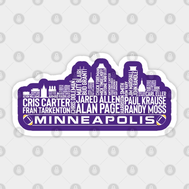 Minnesota Football Team All Time Legends, Minneapolis City Skyline Sticker by Legend Skyline